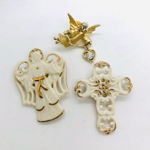 Vintage Porcelain Angel Cross Jewelry Lot